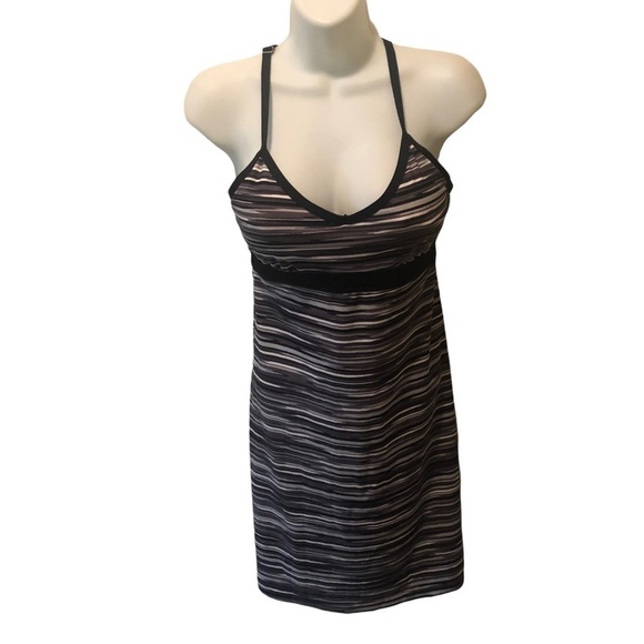 Athleta Printed Shorebreak Dress Black Stripe Grey S Athletic Tennis Pickleball - Picture 3 of 9